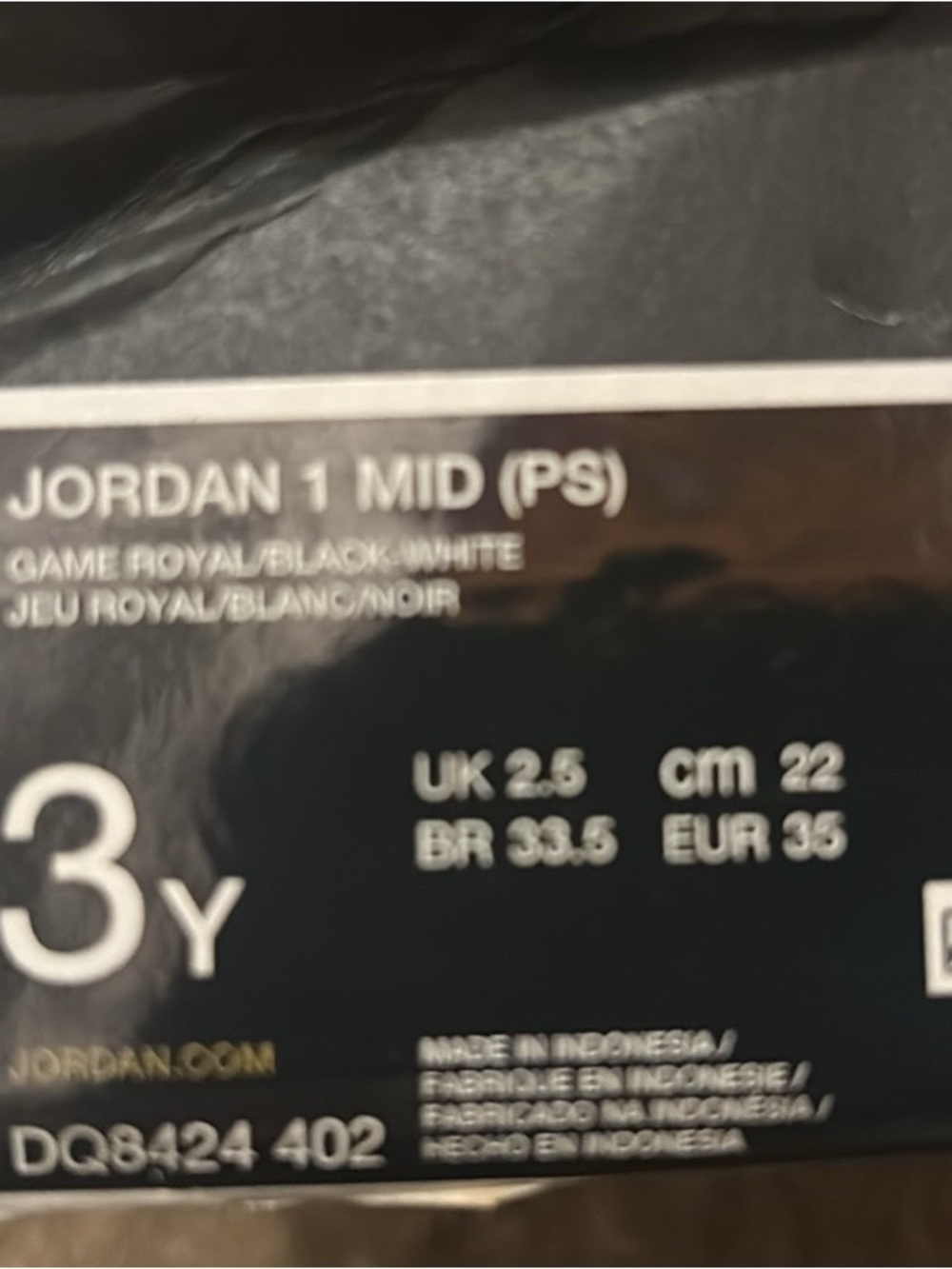 Jordan 1 Mid (PS) Game Royal / Black / White Kids Sneakers